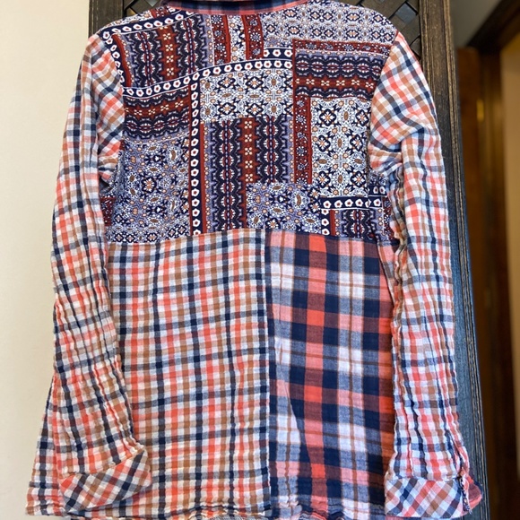 The Poppy Seed; Orange Boho Floral, Plaid & Checkered Flannel - Picture 4 of 7